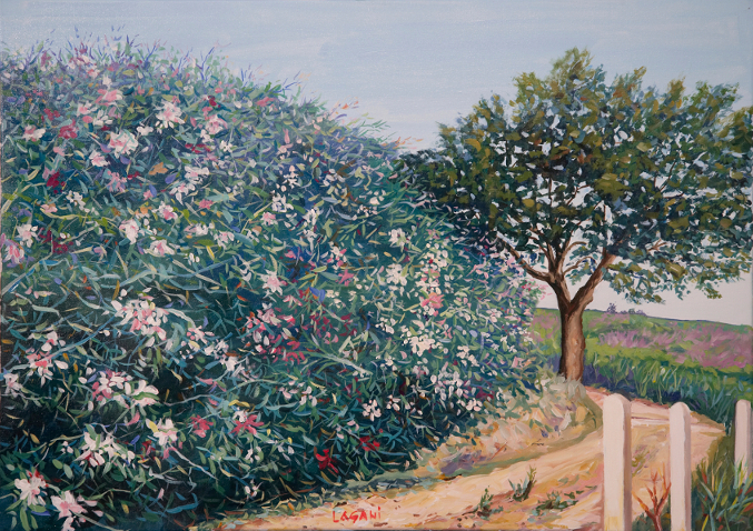 Viale campestre, Acrilico su tela