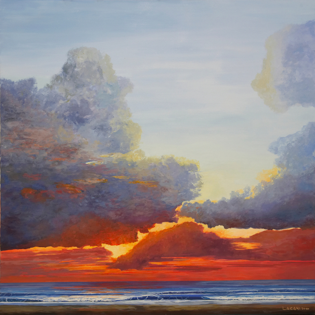 Tramonto in rosso, Acrilico su tela